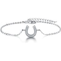 Ever Faith Clear Cubic Zirconia Lucky Horseshoe Adjustable Link Bracelet