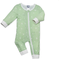 Mama Bamboo Babygrow 6-9 Months Green Bamboo Print