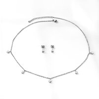 Silver Tone Stainless Steel Square Station Jewelry Set, 5-Piece Minimalist Geometric Set