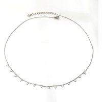 Silver Tone Stainless Steel Triangle Charm Necklace, 40+5cm Dainty Geometric Station Choker
