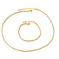 Minimalist Gold Chain Jewelry Set, Basic Choker and Matching Bracelet Set