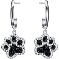 Ever Faith Paw Print Cubic Zirconia Dangle Earrings