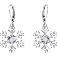 Ever Faith White Cubic Zirconia Snowflake Dangle Earrings