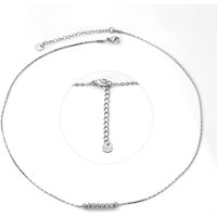Stainless Steel Bead Pendant Necklace, 8 Silver Beads, 45+5cm Adjustable Chain