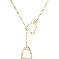 Ever Faith Interlock Double Gold Plated Horse Stirrup Pendant Necklace