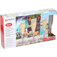 Alpina plastic champagneglas set - 200 ml, 6 stuks, transparant
