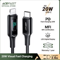 ACEFAST C6-01 20W USB-C to Lightning Charging Cable - 2M - Black