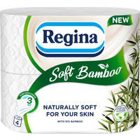 Regina Soft Bamboo Toilet Tissue, 3-Ply, 4 Rolls