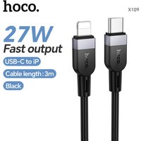 HOCO X109 27W Silicone USB-C to Lightning Charging Cable – 3M - Black