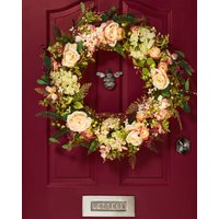 Artificial Wreath roses & Ferns Pink/Orange