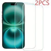 Tweepak gehardglazen schermprotectors met volledige schermdekking en hoge definitie voor iPhone 16 Pro Max, iPhone 16 en iPhone 16 Pro