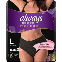 Always Discreet Boutique Incontinence Pants Women Black Plus L, 8 Count