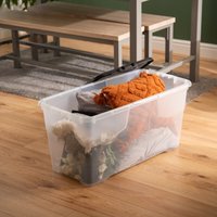 Strata Curve Storage Box & Lid 80L Clear/Black