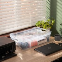 Strata Organise Me Storage Basket & Lid Stackable Large Clear