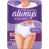 Always Discreet Incontinence Pants Women XL 7 Pants