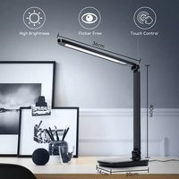 Aigostar LIGHT08 led-tafellamp zwart 8 W, met aanraakbediening, dimfunctie, stopcontact en draadloos opladen.