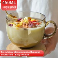 BJ Bajie Breakfast Cup Oat Cup Glass Bowl Tea Glass Cup Milk Cup Mark Cup Water Cup with Spoon 450ML