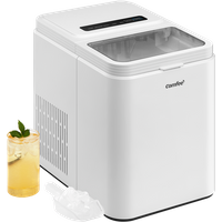 Comfee' RCI12WH1UK(E) Countertop Ice Maker, 12kg in 24H, 8 Ice Bullets in 6-9 minutes, 2 Bullet Ice Sizes, Self-Cleaning Ice Machine with Ice Scoop & Basket, Suitable for Home/Kitchen/Office/Party