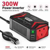 BESTEK 300W Pure Sine Wave Car Inverter 12V to 230V/240V with Dual 4.8A USB Ports Portable Power Adapter for Vehicle Travel Outdoor Use