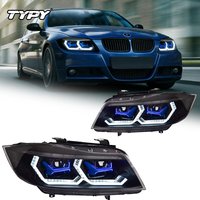 TYPY Set of 2 Halogen Headlights for BMW E90 Original 2005-2012 320i 325i 318i with DRL Dynamic Turn Signals High Beam Angel Eyes and Projector Lens
