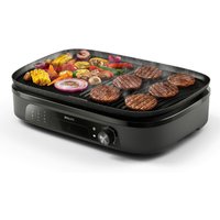 Philips Tafelgrill HD6210/90 - Instelbare temperatuur, Antikleef laag, Bak- en Grillplaat, 1250 cm2 oppervlak, 2400 W - Zwart
