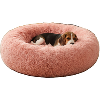 Ochama Donut-Shaped Dog Crate with Removable & Washable Cover, Pink, Diameter 80 cm x Height 20 cm