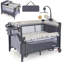6-in-1 Baby Bed Travel Cot with Changing Table for Baby-Grey