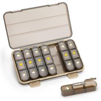 Pill Organizer 3 Times A Day, 7 Day Pill Box - GAONLY Weekly Travel Pill Container, Large Medicine Dispenser Vitamins Case Supplements Holder Organizer, Brown