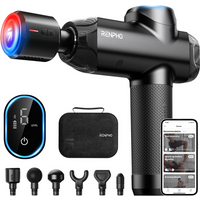 Renpho Power+ Handheld Massage Gun, Deep Tissue Percussion, Heating & Cooling, Cordless, 6 Heads, 6 Speeds, Powerful Motor, Black