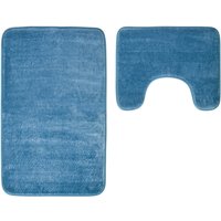Maison by Premier Bath Mat & Pedestal Set Soak Microfibre Plush Blue 50x80cm