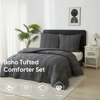 Meeallhome vierseizoenen gewatteerde dekbedset, bevat dekbed 200 × 200 cm + 2 kussenslopen 65 × 65 cm, donkergrijze uitvoering
