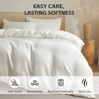 Meeallhome katoenen gekreukt garen dekbedovertrekset 140*200 cm/65*65 cm*2 Wit
