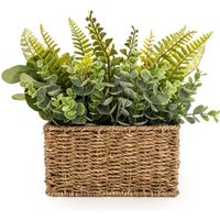 Candlelight Artificial Ferns in Woven Basket 30cm
