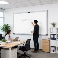 Deli witbord 2000 x 1000 mm voor vergaderkamer en kantoor - wit, 1 stuk