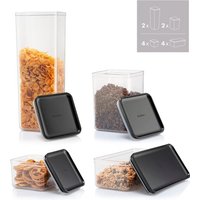 Bodum CANTEEN Set of 12 Storage Jars - Black Lid