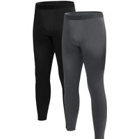 BAMBOO COOL Men's Thermal Underwear Long Johns Bottom with Soft Wool Lining, Soft Warm Base Layer Pants for Cold Weather XL (2Pack)