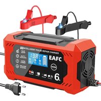 EAFC 12V 6A Car Battery Charger Intelligent Digital Battery Charging Unit Device Lead-acid Battery Smart Repair for Car Motorcycle SVU
