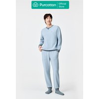 Men's Waffle Knit Loungewear Set,Aurora Blue,Top: UK 38 (M); Bottom: UK 33 (M)