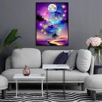 JU7CER Adult Beginner 5D Full Drill Diamond Painting Kit - Moon Scene Round Gem DIY Art | Home Decor Gift 12×16 Inches (30×40cm)