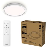 PHILIPS All-In-One Plafondlamp - 2-Pack - Met Afstandsbediening - 24 W - LED-verlichting - Warm- tot Koelwit licht; 2700K tot 6500K - 30 cm - Wit - Rond