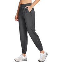 WILLIT dames athletische joggerbroeken voor running en training, sneldrogend, lichtgewicht, met ritssluitzakjes, donkergrijs, maat M