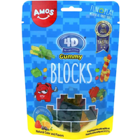Amos 4D gummieblokjes - gemengde vruchtensmaak 72 g