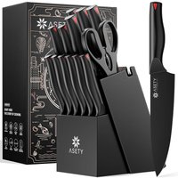 ASTEY 15pcs Kitchen Knife Set, PP Handle, Painted Finish