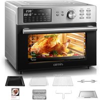 OIMIS Smart Stainless Steel Air Fryer Oven with 21 presets,30L Extra Large Air Fryer toaster oven Combo, with Rotisserie & Dehydrator,Fit 13" Pizza, 1800W, Silver