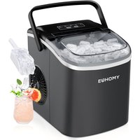 EUHOMY ijsblokjesmachine, klein, 9 ijsblokjes in 6 minuten, 12 kg/24 u, zwart