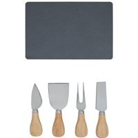 Maison by Premier Elegant Slate Board and 4 Piece Cheese Knife Set, Premium Cheese Board With Knife, Stylish Cheese Board