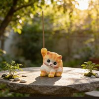JU7CER 1pc Adorable Kitten-shaped Incense Holder Ceramic Aromatherapy Burner Creative Home Decor Ornamental Piece Home Zen Tea Ceremony Incense Burner Kung Fu Little Yellow Cat - Stick Incense