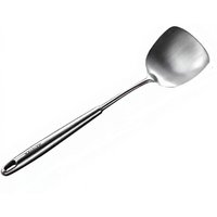 Maxcook wokspatel 38 cm van RVS 304, breed, met holle, lange metalen handgreep, zilver, MCCU733