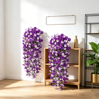 4Pcs 30in Artificial Hanging Plants for Outdoor Patio, Realistic Silk Petunia Faux Flowers in Mix Purple, Perfect Porch Decoration