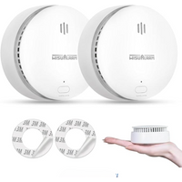 WISUALARM Pack of 2 Smoke Alarms for Home, 10-Year Battery, with Test/Silence Button, TUV & EN14604 Certified